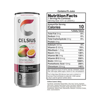CELSIUS Sparkling Energy Drink, Mango Passionfruit 12oz (Pack of 12)