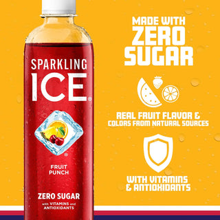 Sparkling Ice Flavored Sparkling Water, Fruit Punch, 17 oz (Pack of 12)