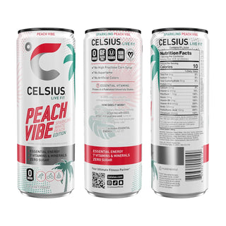 CELSIUS Sparkling Energy Drink, Peach Vibe, 12oz (Pack of 12)