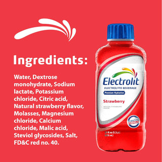 Electrolit Electrolyte Hydration Beverage, Strawberry, 21oz (Pack of 12)