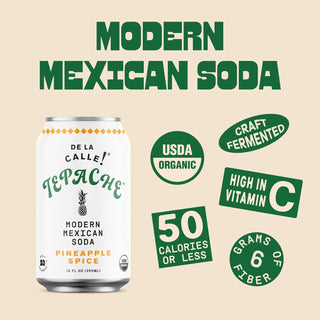 De La Calle Tepache Modern Mexican Soda, Pineapple Spice, 12oz (Pack of 12)