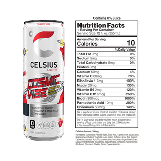 CELSIUS Sparkling Energy Drink, Cosmic Vibe Fruit Punch, 12oz Slim Can (Pack of 12)