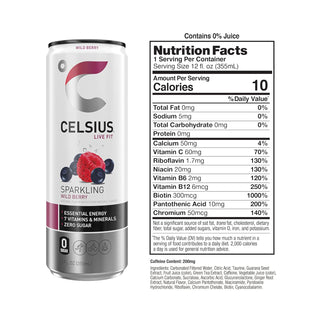 CELSIUS Sparkling Energy Drink, Wild Berry, 12oz (Pack of 12)