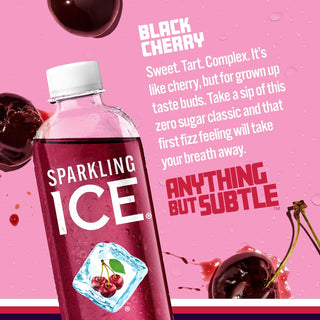 Sparkling Ice Flavored Sparkling Water, Black Cherry, 17 oz (Pack of 12)