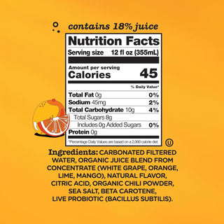 Culture Pop Sparkling Prebiotic Soda, Orange Mango, 12oz (Pack of 12)