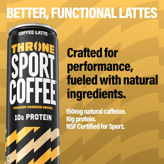 Throne Sport Cold Brew Coffee 10g Protein, Coffee Latte, 11oz (Pack of 12)