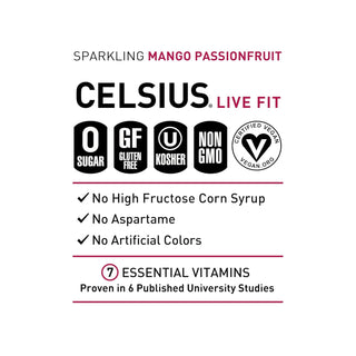 CELSIUS Sparkling Energy Drink, Mango Passionfruit 12oz (Pack of 12)