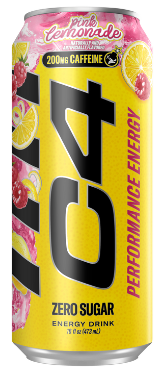 Cellucor C4 Performance Zero Sugar Energy Drink, Pink Lemonade, 16 oz (Pack of 12)