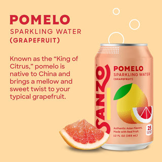 Sanzo Flavored Sparkling Water, Pomelo (Grapefruit), 12oz (Pack of 12)