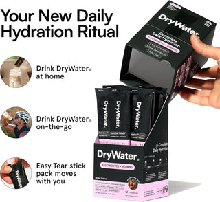 DryWater Electrolyte Powder Packets, Mixed Berry, 0.39oz (Pack of 12)