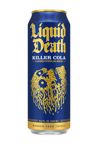 Liquid Death Sparkling Water, Killer Cola, 19.2oz King Size (Pack of 12)