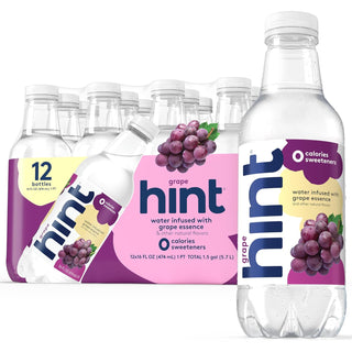 Hint Fruit-Infused Water, Grape, 16oz (Pack of 12)