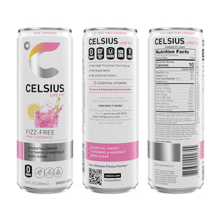 CELSIUS Fizz-Free Energy Drink, Pink Lemonade, 12oz (Pack of 12)