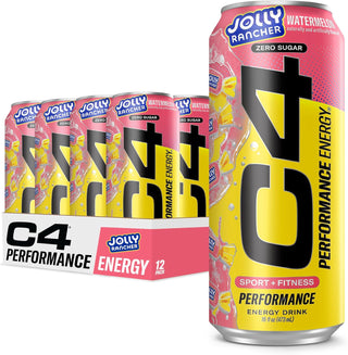 Cellucor C4 Performance Zero Sugar Energy Drink, Jolly Rancher Watermelon, 16 oz (Pack of 12)