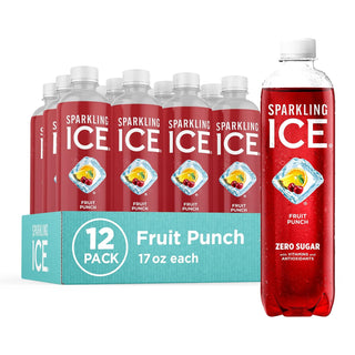 Sparkling Ice Flavored Sparkling Water, Fruit Punch, 17 oz (Pack of 12)