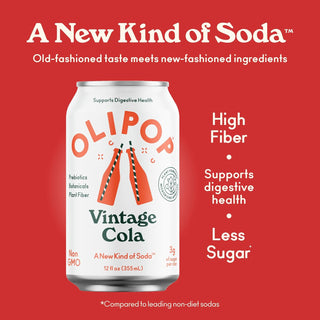 Olipop Sparkling Prebiotic Soda, Vintage Cola, 12oz (Pack of 12)