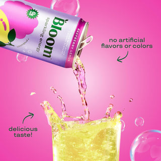 Bloom Sparkling Energy Drink, Raspberry Lemon, 12oz (Pack of 12)