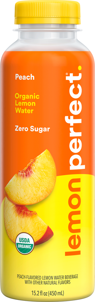 Lemon Perfect Lemon Water, Peach, 15.2oz (Pack of 12)