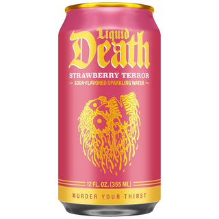 Liquid Death Flavored Sparkling Water, Strawberry Terror, 12oz (Pack of 12)