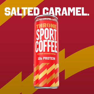 Throne Sport Cold Brew Coffee 10g Protein, Salted Caramel Latte, 11oz (Pack of 12)