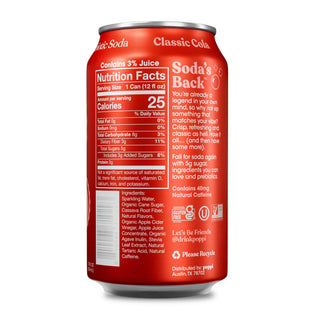 Poppi Prebiotic Soda, Classic Cola, 12oz (Pack of 12)