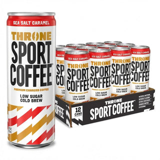 Throne Sport Cold Brew Coffee, Sea Salt Caramel, 11oz (Pack of 12)