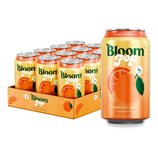 Bloom Pop Prebiotic Soda, Classic Orange, 12oz (Pack of 12)
