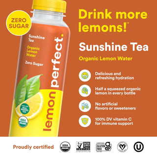 Lemon Perfect Lemon Water, Sunshine Tea, 15.2oz (Pack of 12)