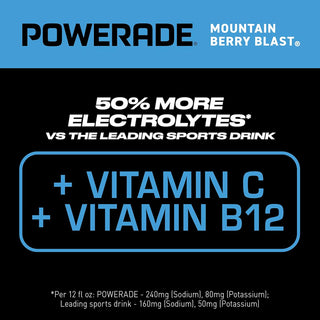 POWERADE Electrolyte Enhanced Sports Drink, Mountain Berry Blast, 20 fl oz (Pack of 24)