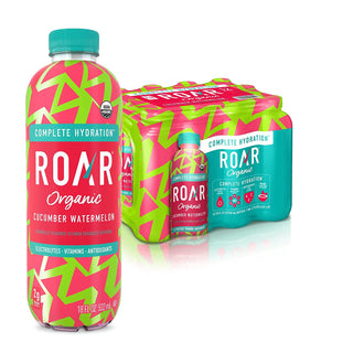 ROAR Complete Hydration Organic Drink, Cucumber Watermelon, 18 oz (Pack of 12)