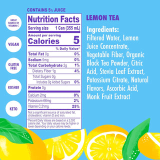 SWOON Sugar Free Iced Tea, Lemon, 12oz (Pack of 12)