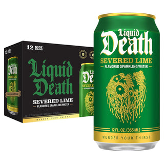Liquid Death Sparkling Water, Severed Lime, 12oz (Pack of 12)