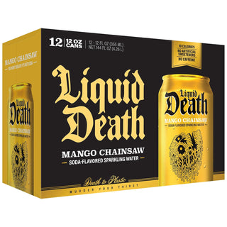 Liquid Death Flavored Sparkling Water, Mango Chainsaw, 12oz (Pack of 12)