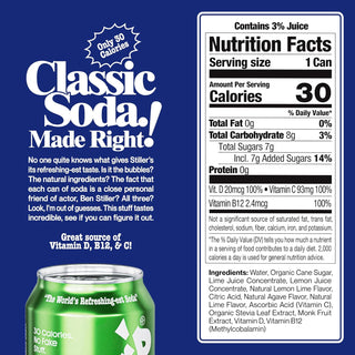 Stiller’s Soda, Lemon Lime, 12oz (Pack of 12)