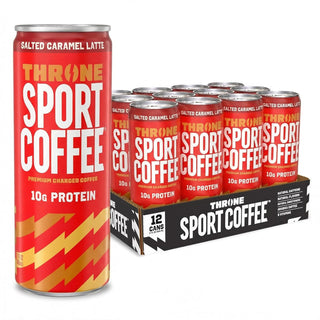 Throne Sport Cold Brew Coffee 10g Protein, Salted Caramel Latte, 11oz (Pack of 12)