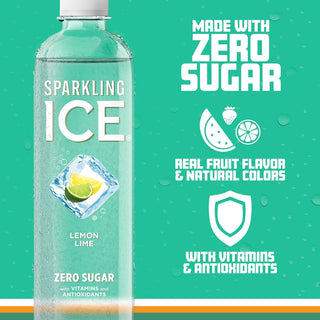 Sparkling Ice Flavored Sparkling Water, Lemon Lime, 17 oz (Pack of 12)