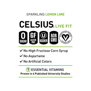 CELSIUS Sparkling Energy Drink, Lemon Lime, 12oz (Pack of 12)