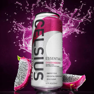 CELSIUS ESSENTIALS Sparkling Energy Drink, Dragonberry, 16oz (Pack of 12)