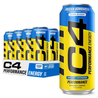 Cellucor C4 Performance Zero Sugar Energy Drink, Frozen Bombsicle, 16oz (Pack of 12)