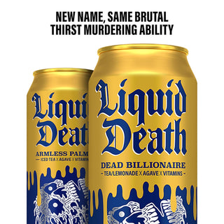 Liquid Death Sparkling Water, Dead Billionaire, 19.2oz (Pack of 12)