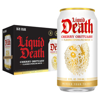 Liquid Death Sparkling Water, Cherry Obituary, 12oz (Pack of 12)