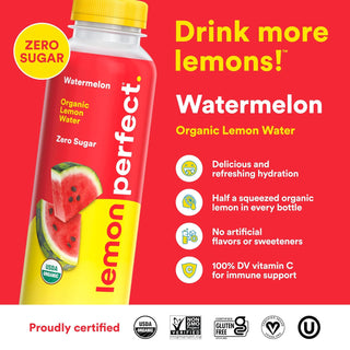 Lemon Perfect Lemon Water, Watermelon, 15.2oz (Pack of 12)