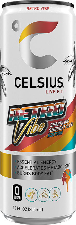 CELSIUS Sparkling Energy Drink, Sherbet Slush Retro Vibe, 12oz (Pack of 12)