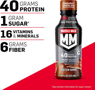 Muscle Milk PRO Series 40g Protein Shake, Knockout Chocolate, 14oz (Pack of 12)