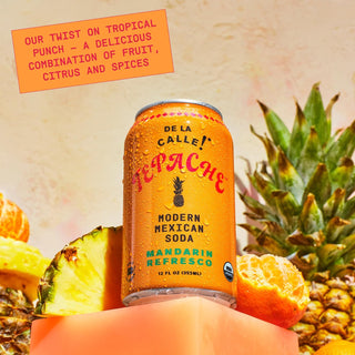 De La Calle Tepache Modern Mexican Soda, Mandarin Refresco, 12oz (Pack of 12)